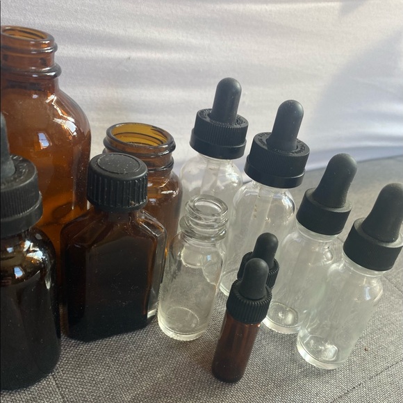 45+ Glass Apothecary bottles Amber Green Blue Clear Dropper Vials Small Vintage - Picture 4 of 8